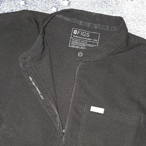 XXL FIGS Black Mock Neck Work Wear Nurse Scrub Top Medical Utility Relaxed Fit
